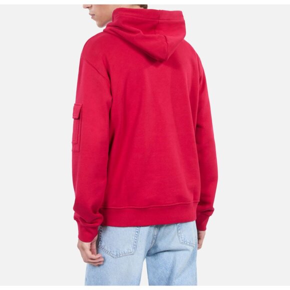The Kooples Mens Red Hoodie‎ Kangaroo Pocket Arm Zip Cotton Size M - Picture 4 of 12